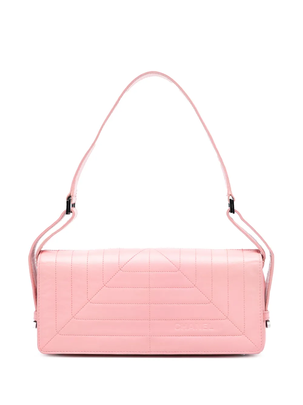 CHANEL Pre-Owned 2003-2004 Stitched Lambskin Logo Flap shoulder bag - Rosa