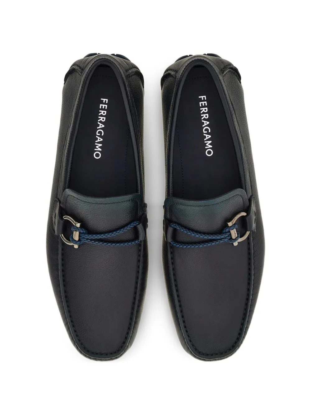 Ferragamo Gancini detail hardware loafers Blauw