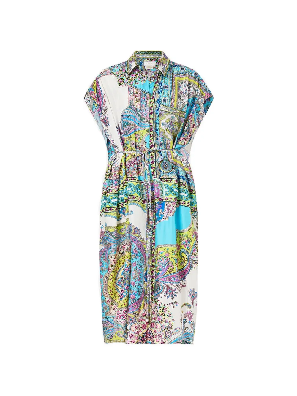 Camilla waist-tie paisley-pattern dress - Bianco