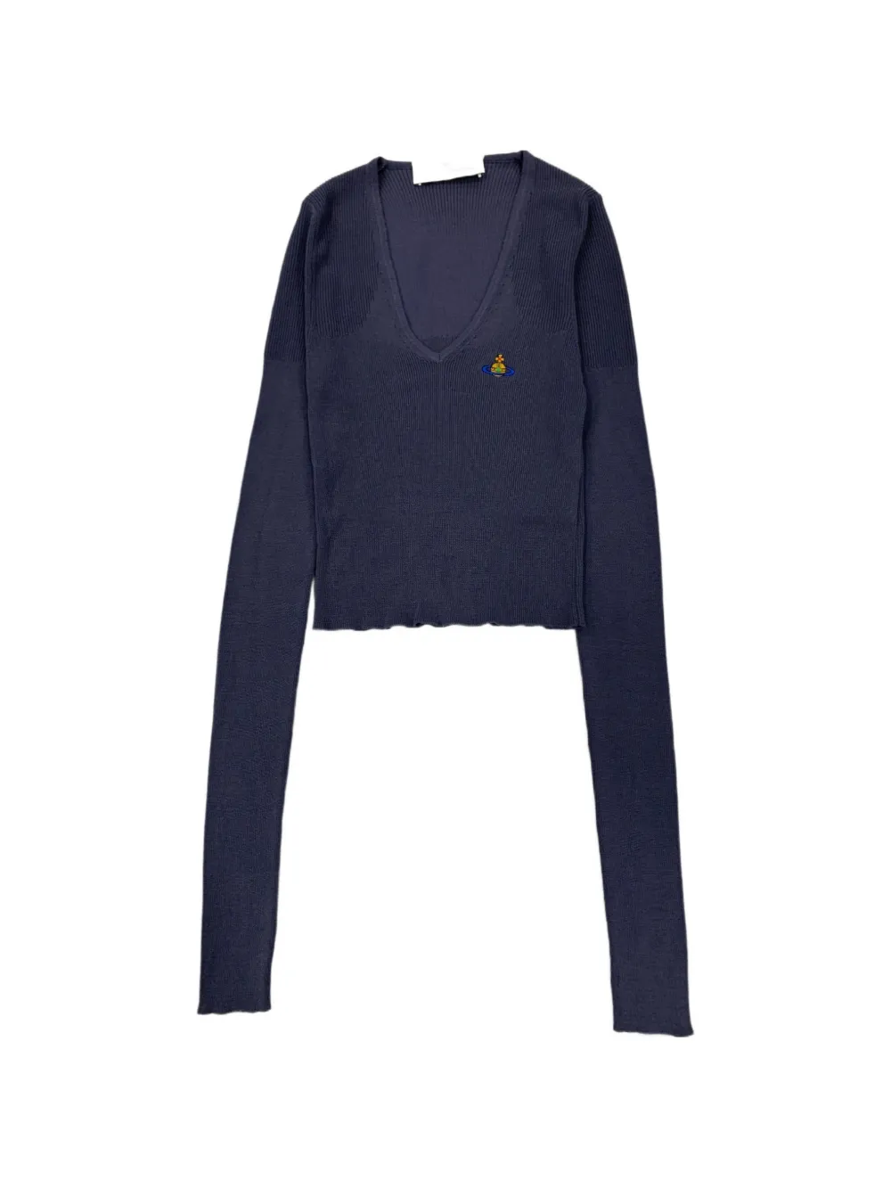 Vivienne Westwood logo embroidery V-neck sweater - Blu