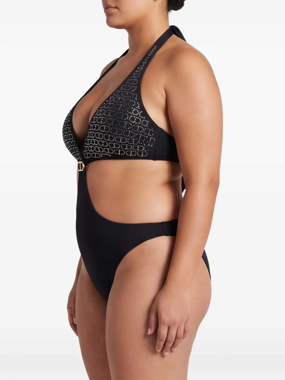 TWINSET Trikini ovalen badpak met stras Zwart