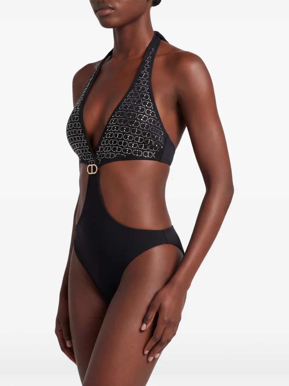 TWINSET Trikini ovalen badpak met stras Zwart