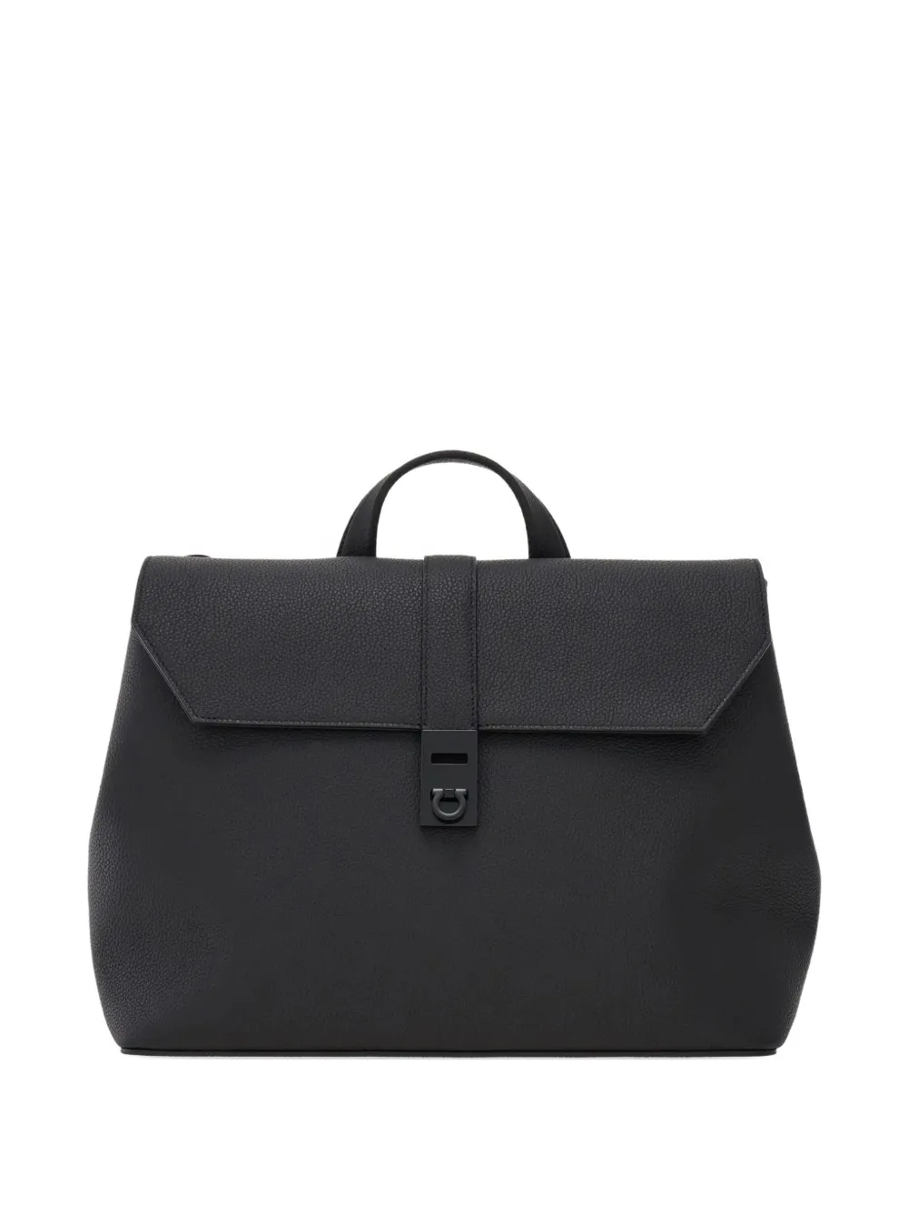 Ferragamo hammered flap leather backpack - Nero