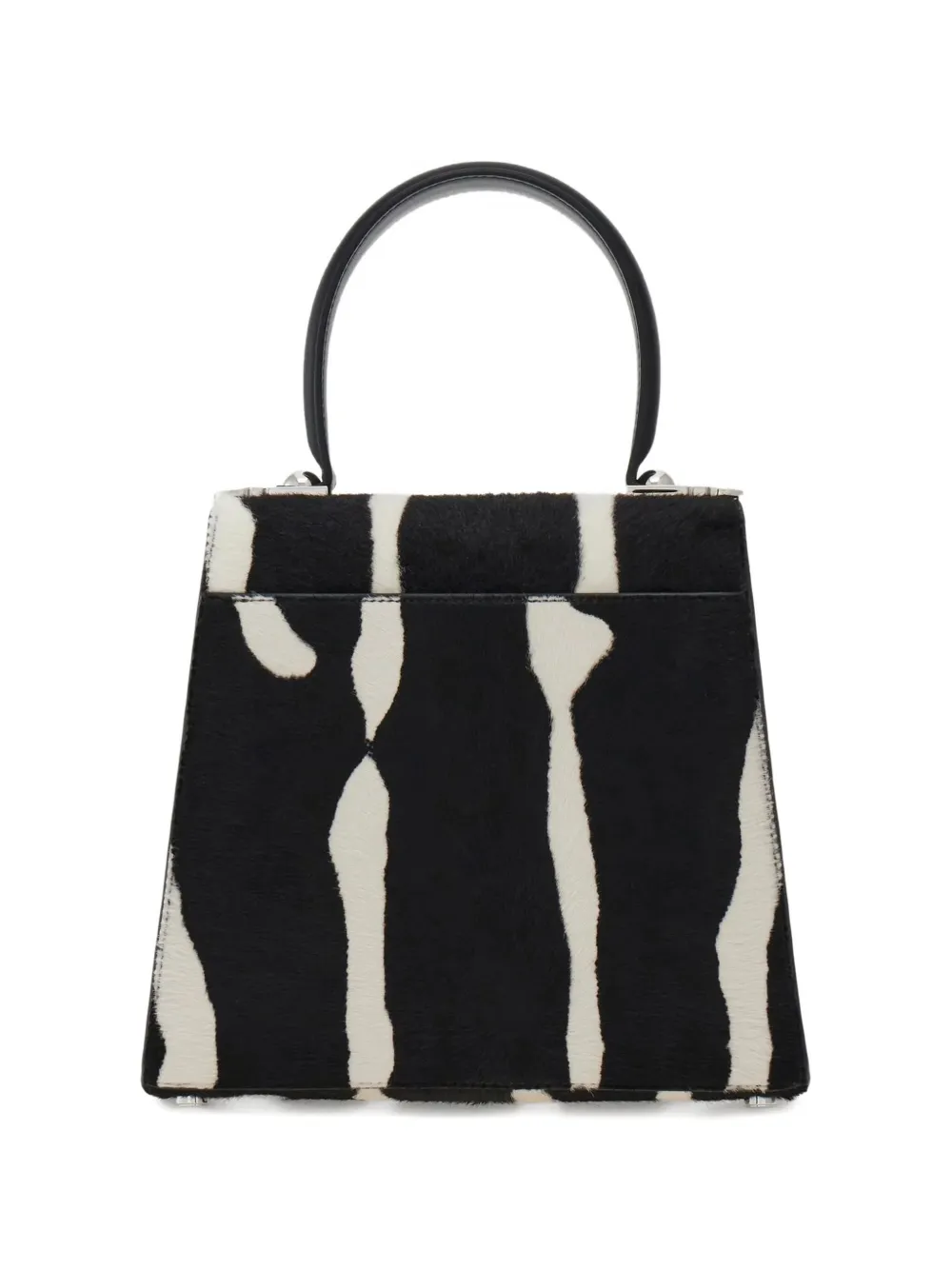 zebra-print top-handle tote bag