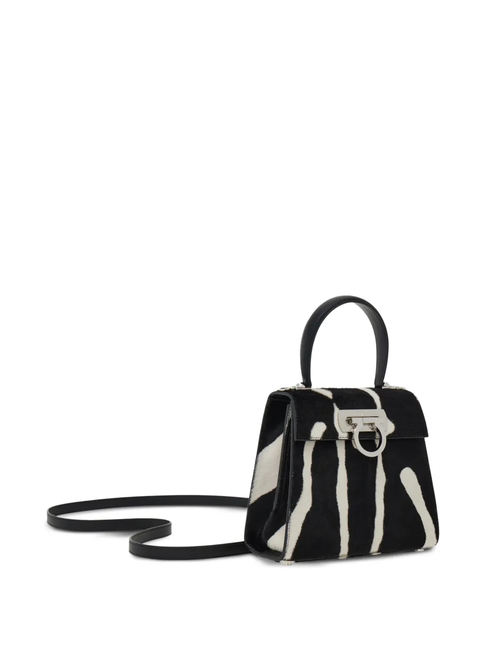 zebra-print top-handle tote bag