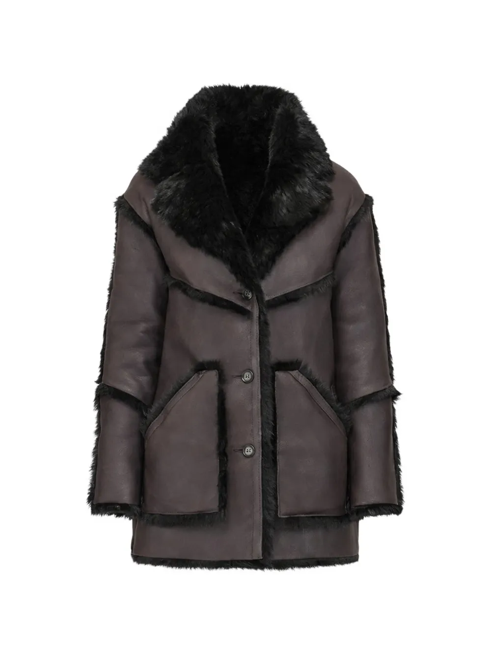 HiSO Laureen fur-collar coat - Marrone