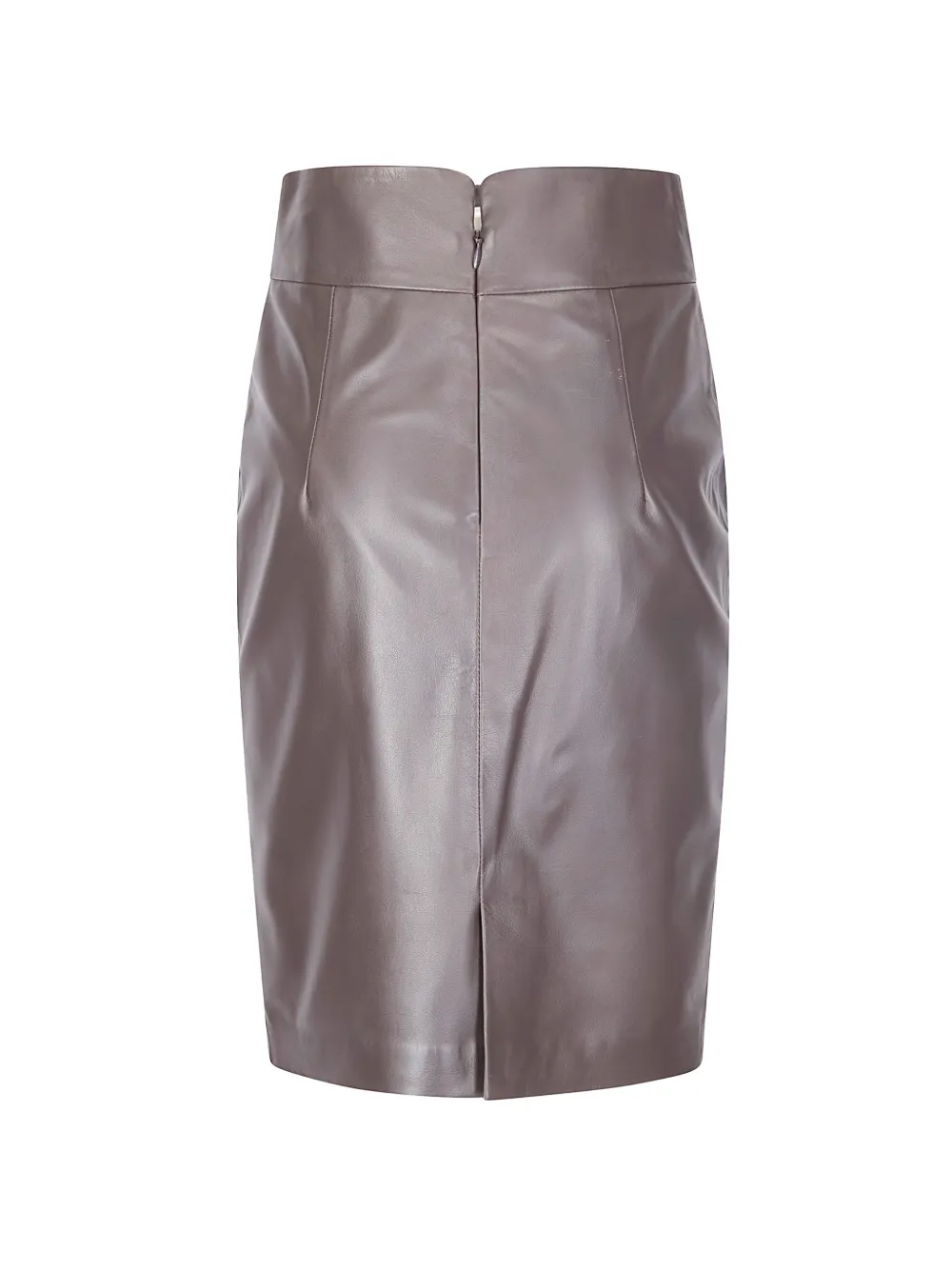 Tagliatore Leather Skirt in Grey, view 2