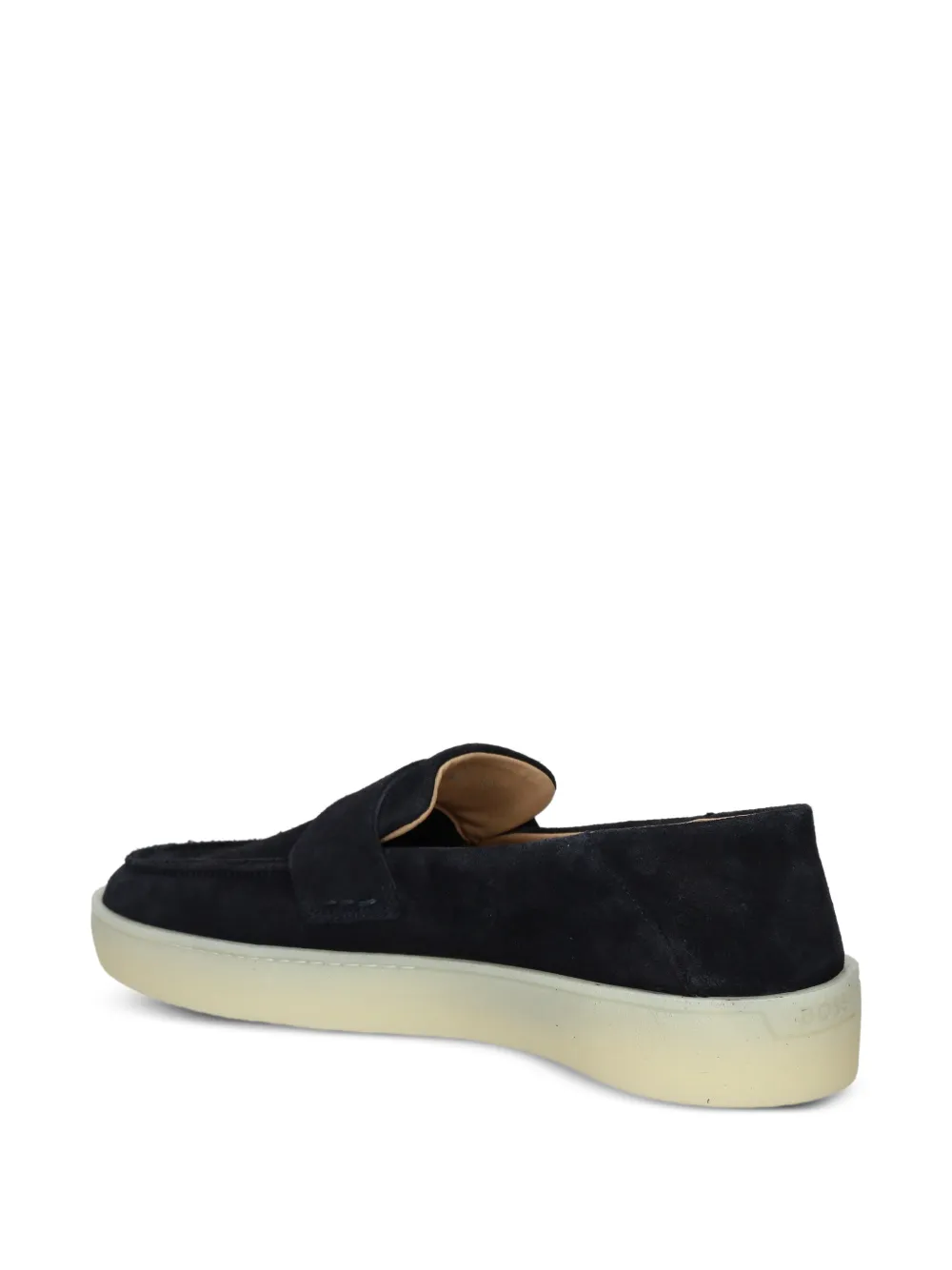 BOSS suede slip-on boat shoes Blauw