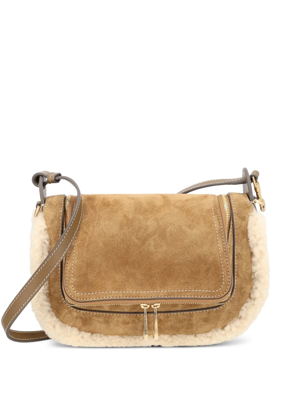 Anya Hindmarch shearling-trim shoulder bag - Marrone