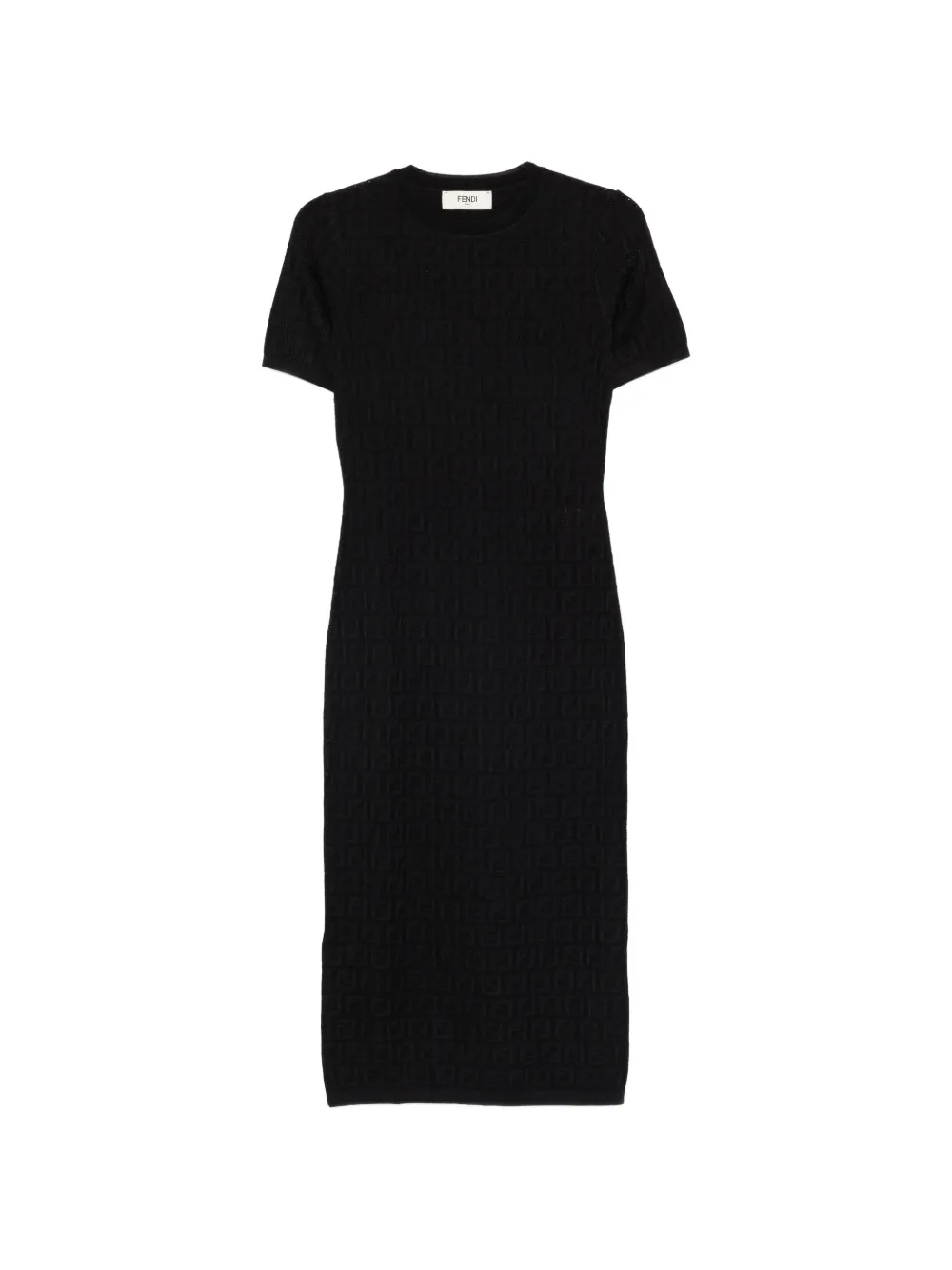 FENDI jacquard short-sleeve midi dress - Nero