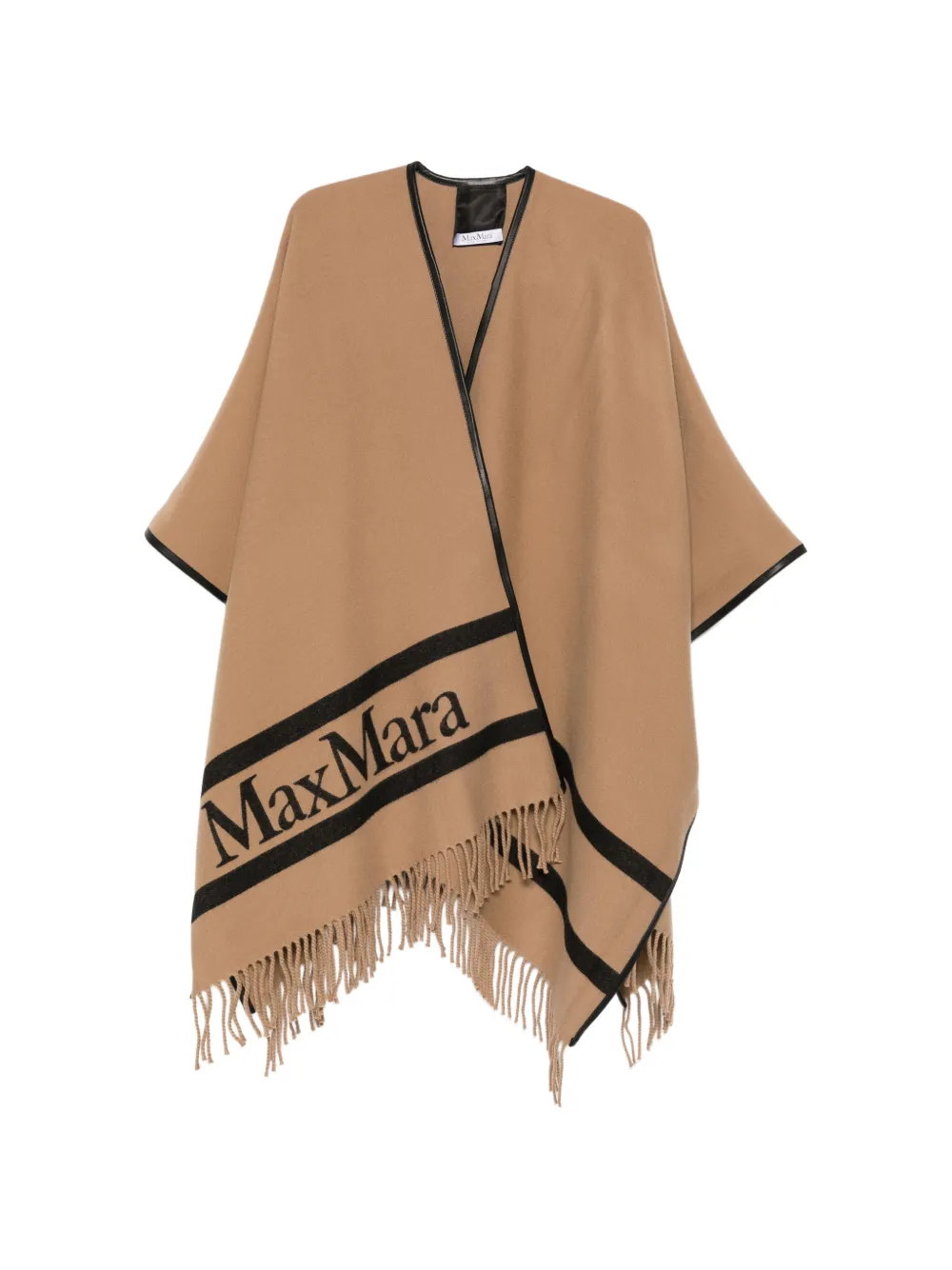 Max Mara logo fringed cape - Nude