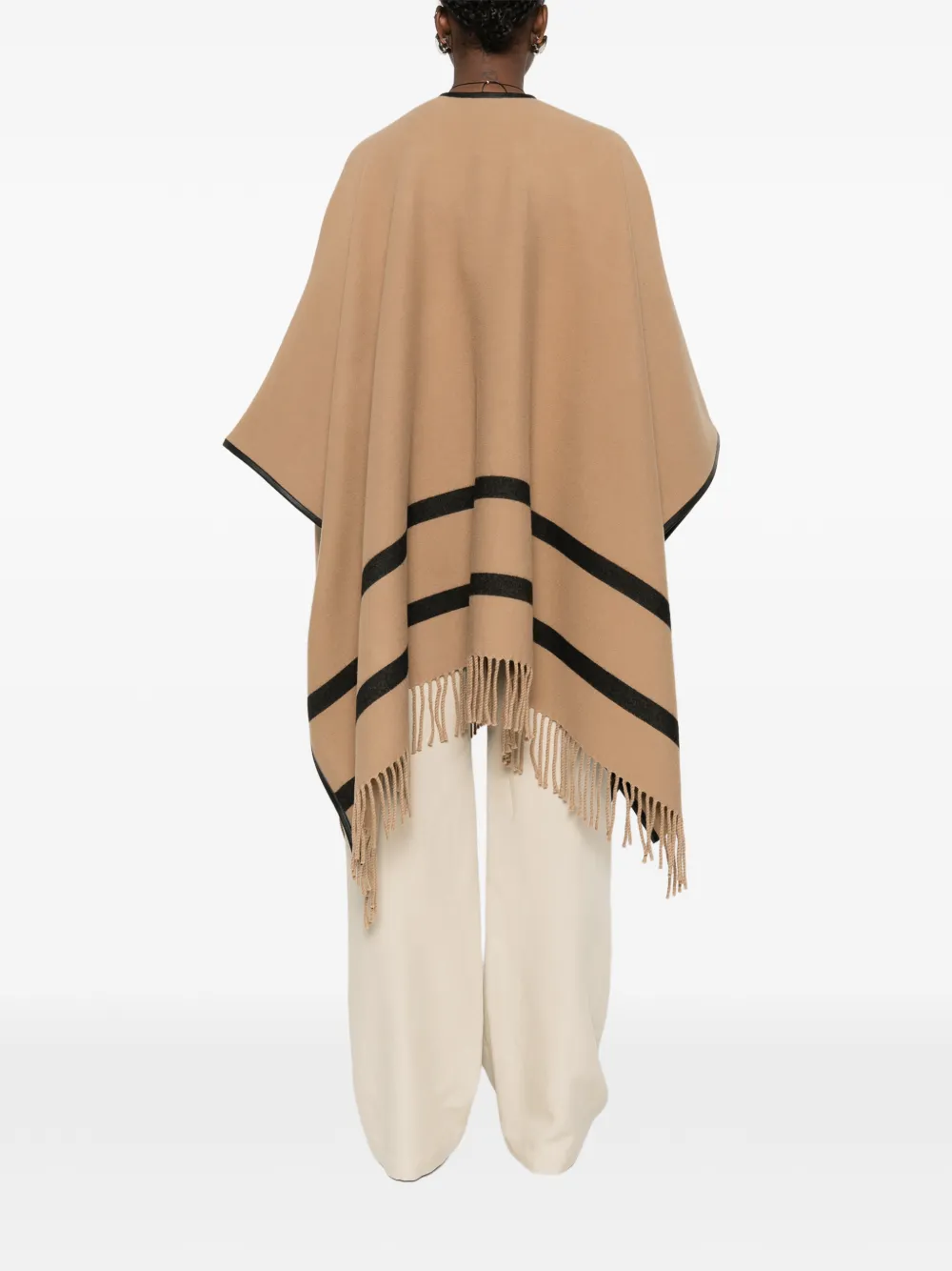 Max Mara Wollen sjaal met franje en logo Bruin