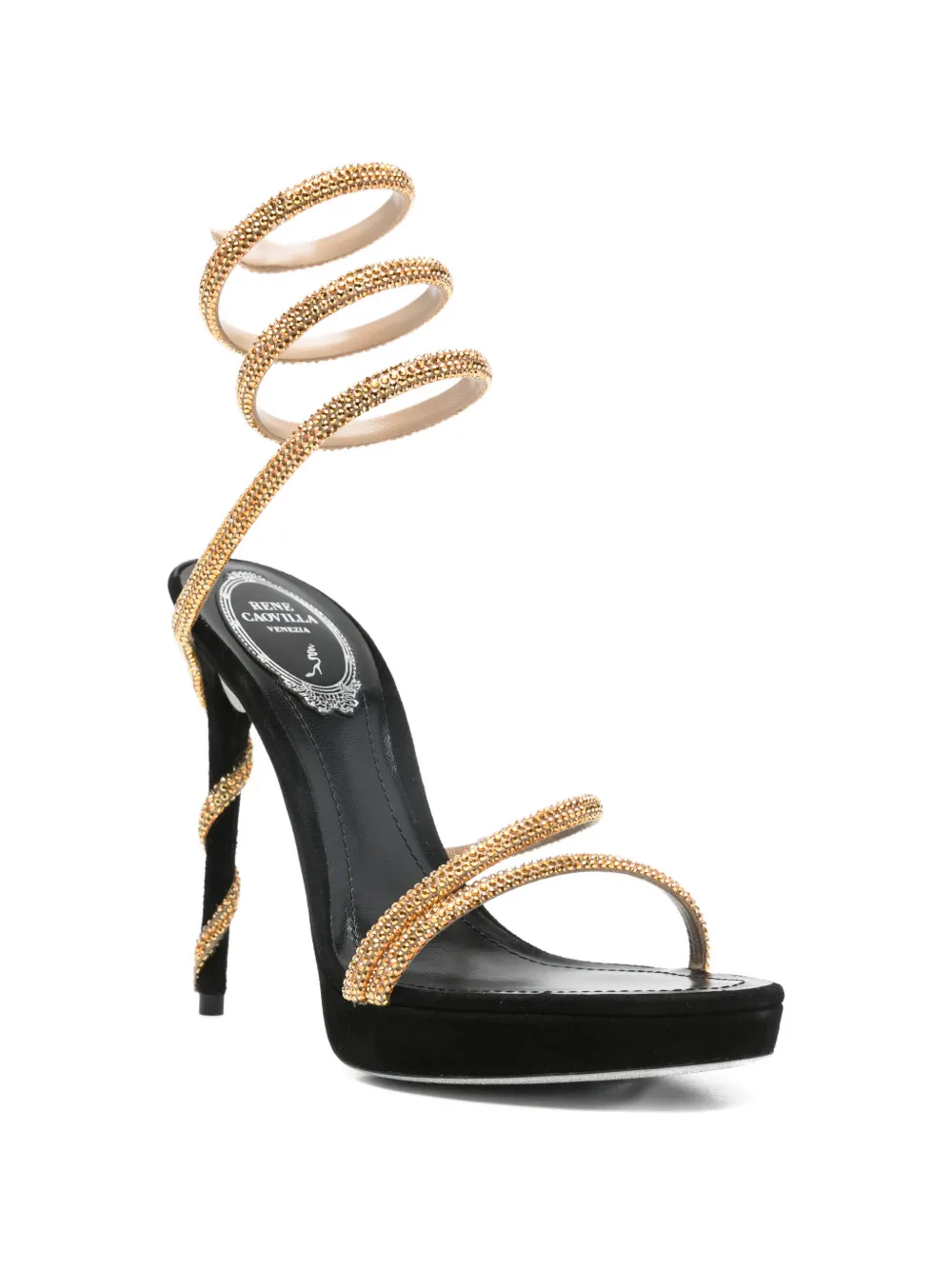 René Caovilla Margot spiral embellished sandals Goud