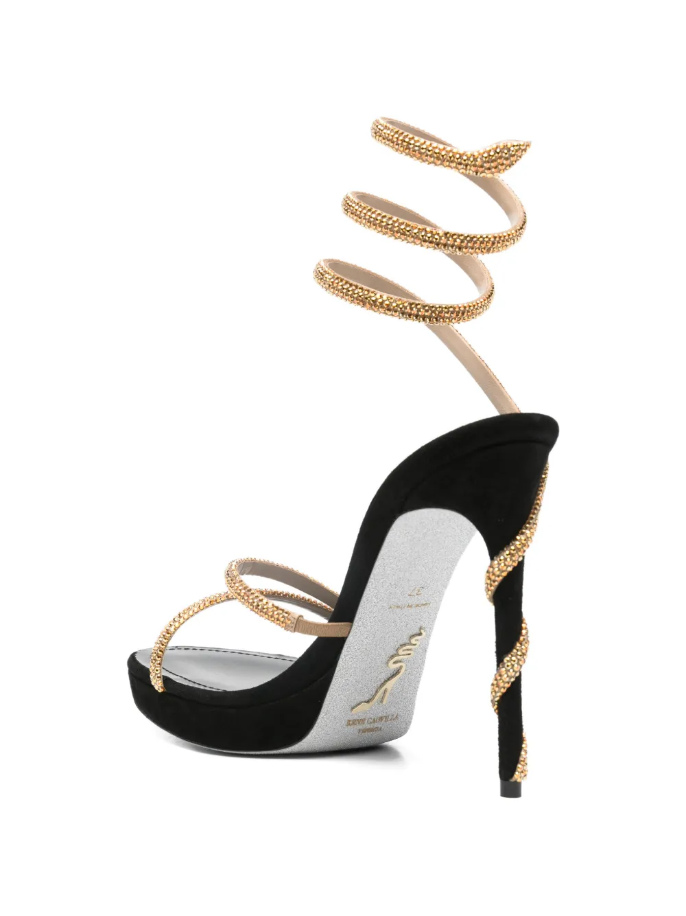René Caovilla Margot spiral embellished sandals Goud