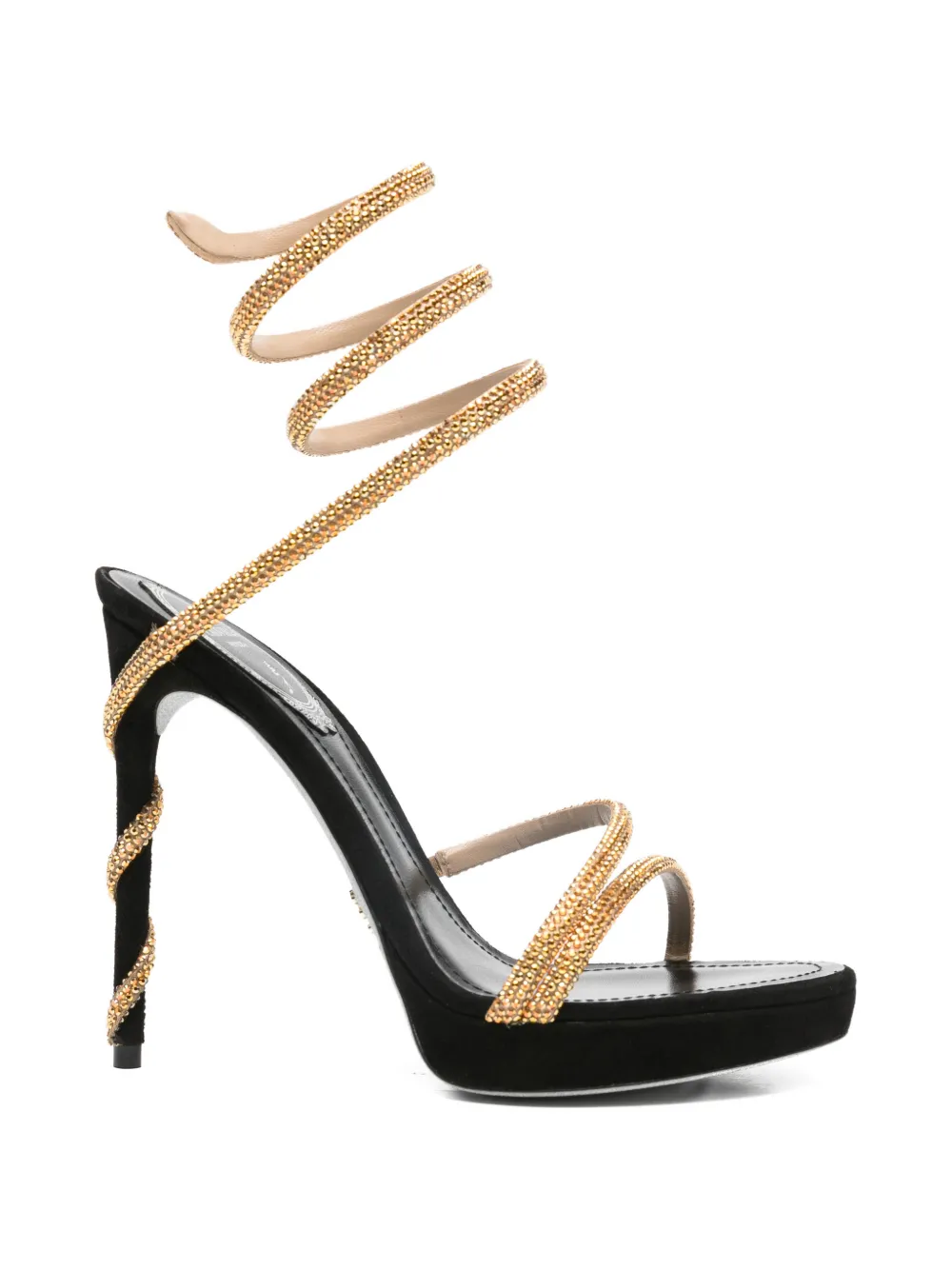 René Caovilla Margot spiral embellished sandals Goud