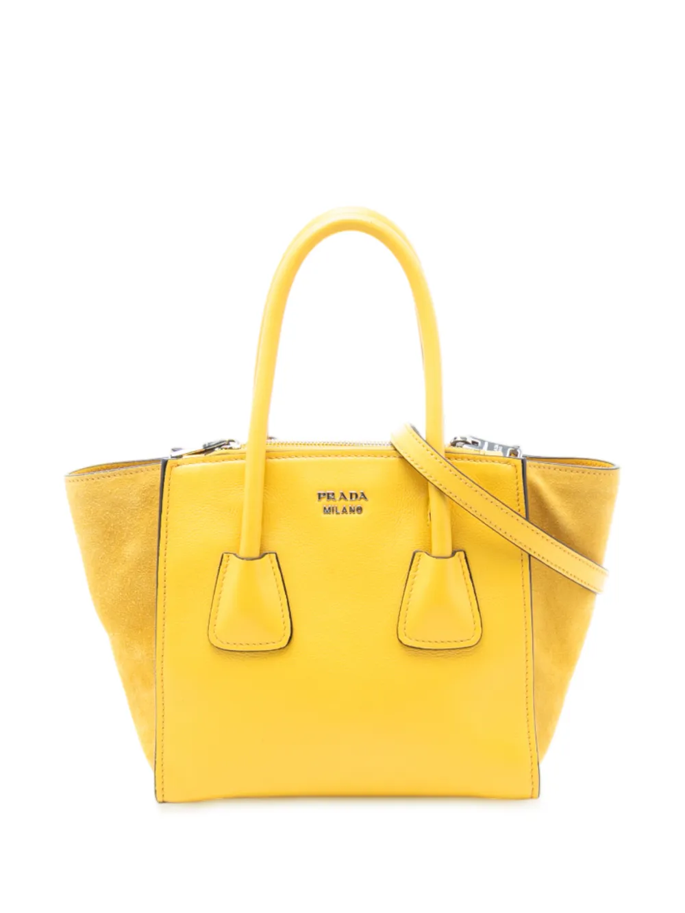 Prada Pre-Owned 2015-2025 Small Glace Calf Twin Pocket satchel - Giallo