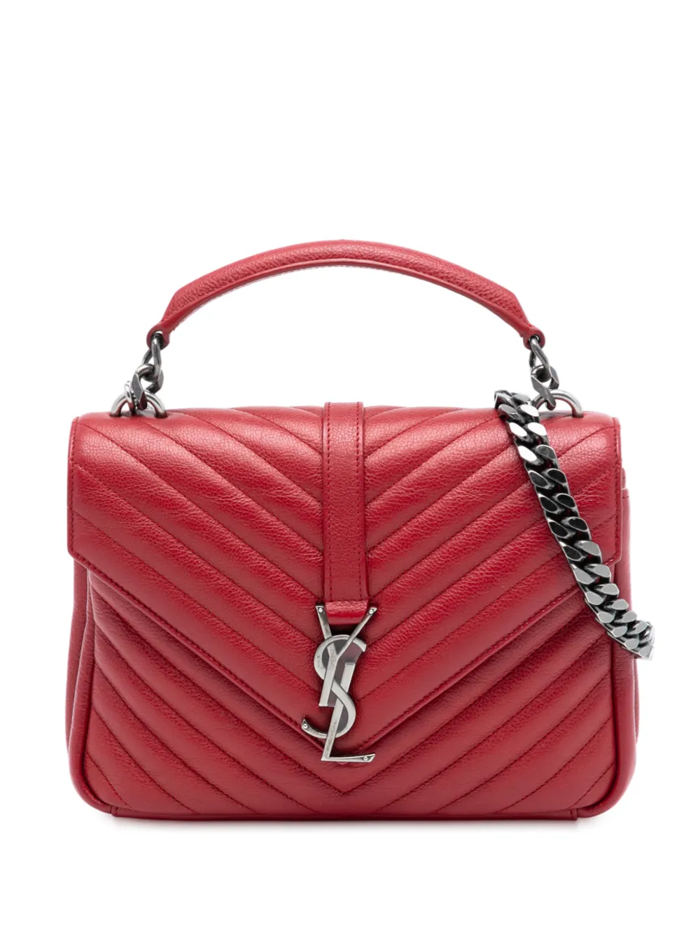 Saint Laurent Pre-Owned 2016 Medium Chevron Sheepskin Monogram College satchel - Rosso