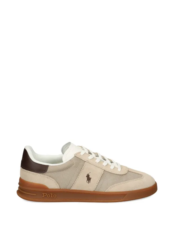 Polo Ralph Lauren Heritage Aera Logo Detail Sneakers in Neutrals
