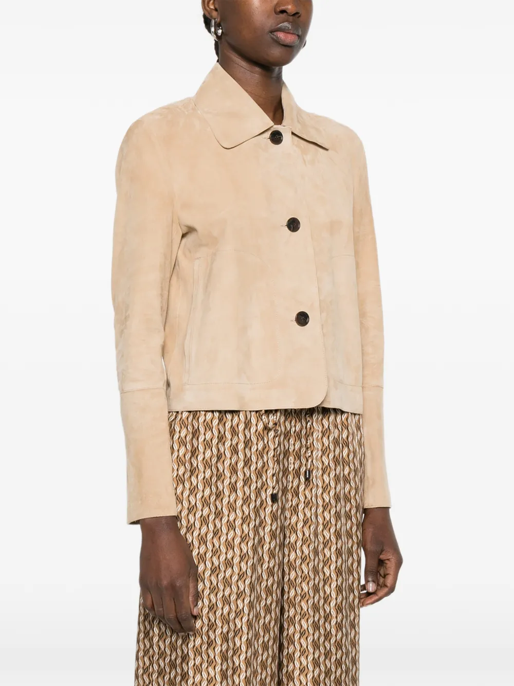  Arma Button-fastening Suede Jacket - Neutrals 