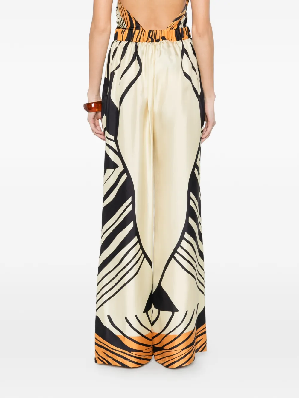 Raquel Diniz Palazzo broek met print Beige