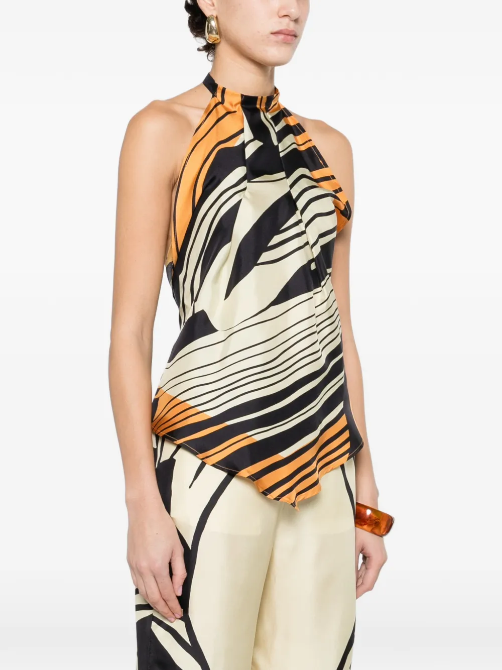  Raquel Diniz Lea Halterneck Striped Top - Black 