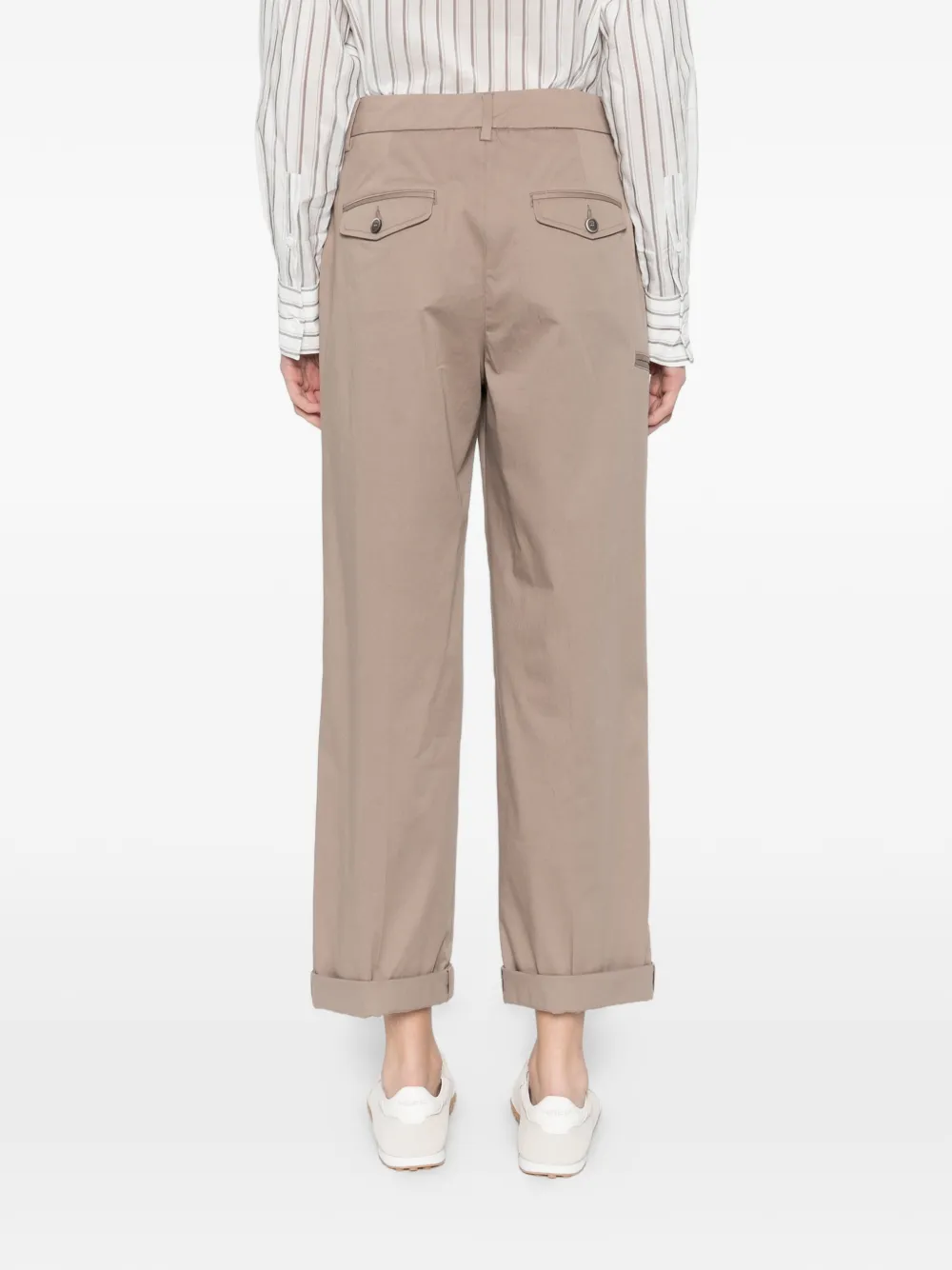 Peserico Geplooide broek met omgeslagen pijpen Beige