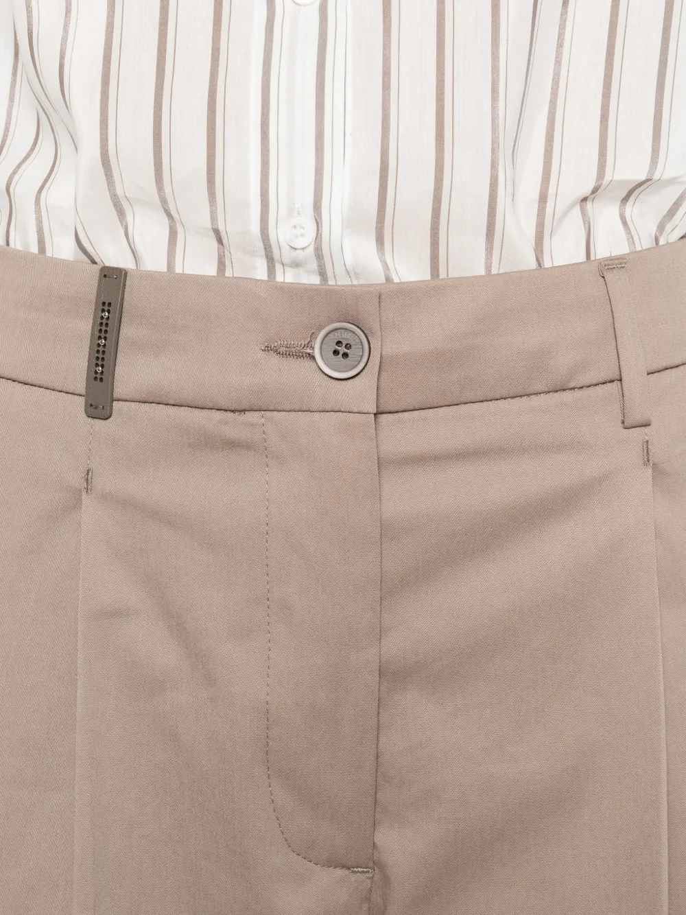 Peserico Geplooide broek met omgeslagen pijpen Beige