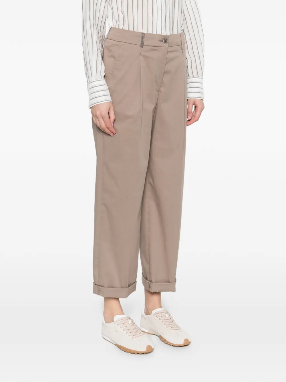 Peserico Geplooide broek met omgeslagen pijpen Beige