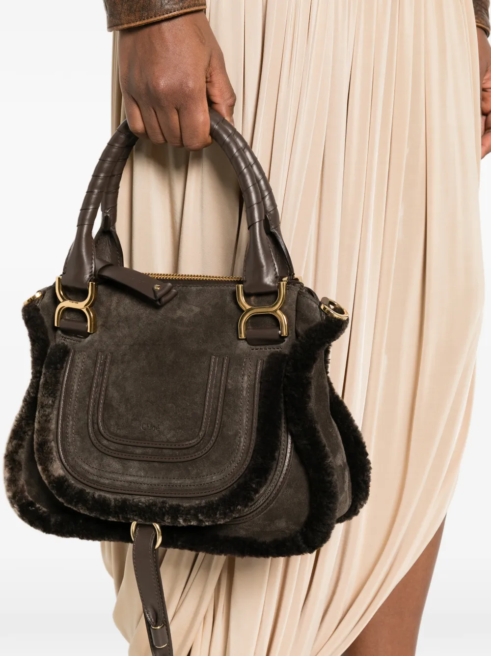  Chloé Suede Tote Bag - Brown 