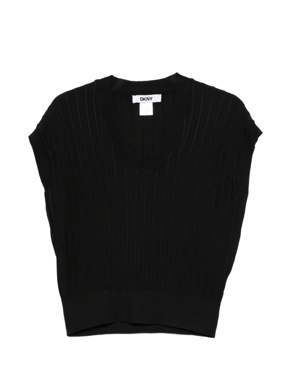 DKNY ribbed-knit V-neck top - Nero