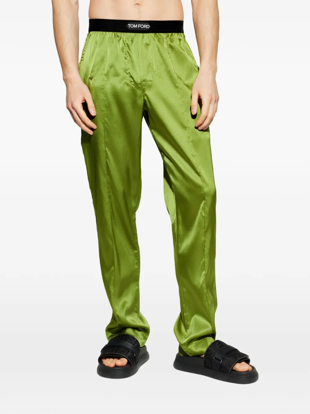  Tom Ford Logo-waistband Pyjama Bottoms - Green 