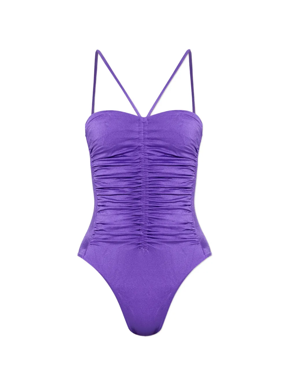DSQUARED2 logo-embroidery ruched swimsuit - Viola