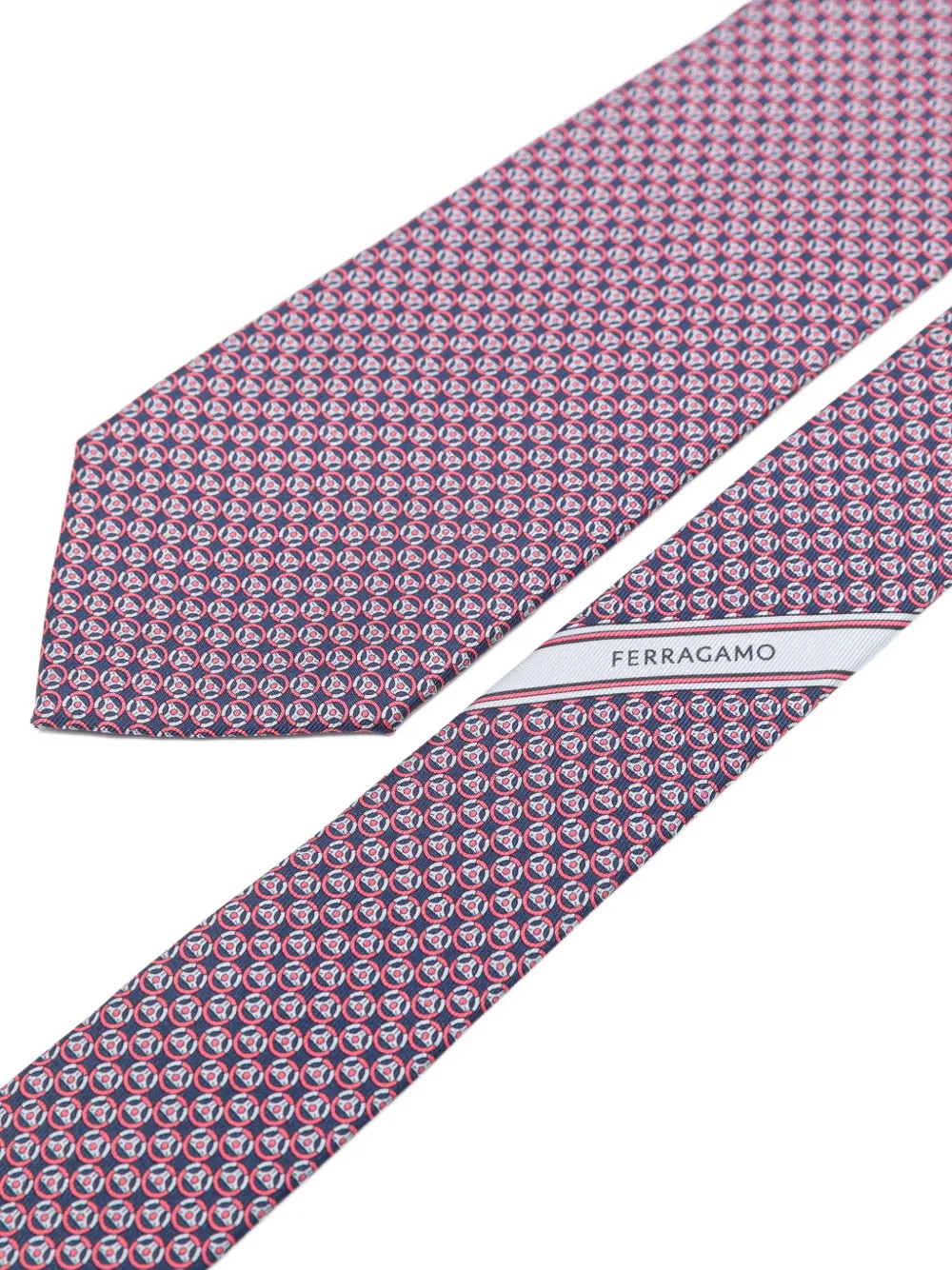 Ferragamo Stropdas met print Blauw
