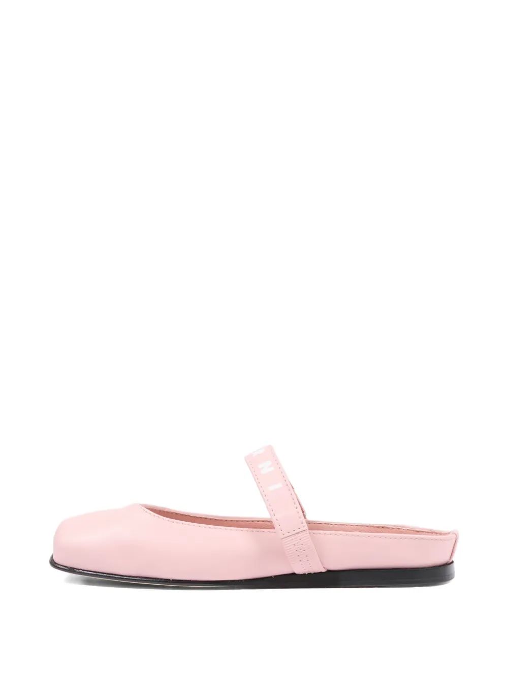 Marni Kids logo-strap ballet shoes Roze