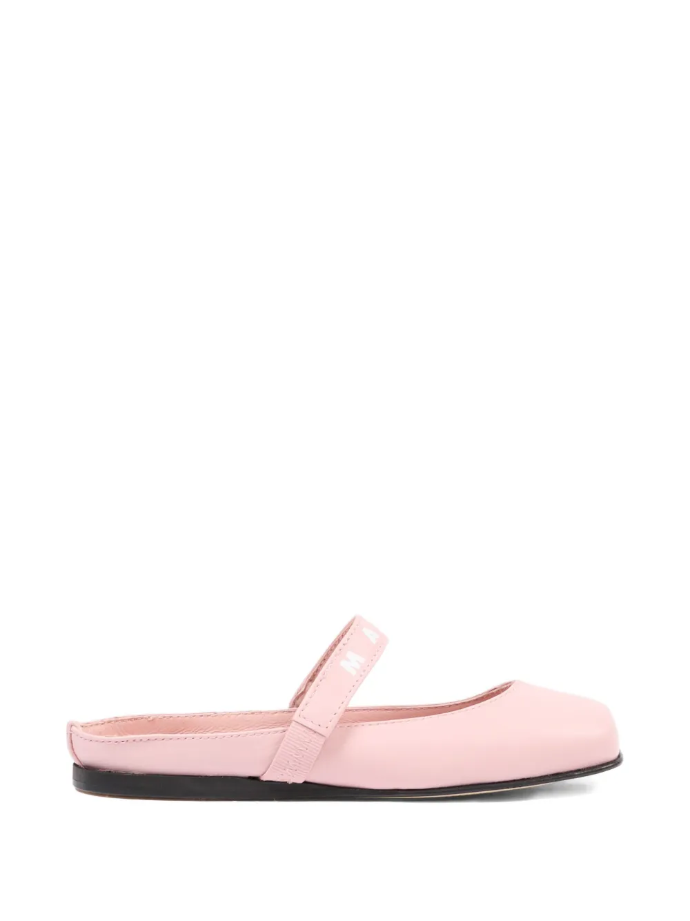 Marni Kids logo-strap ballet shoes Roze
