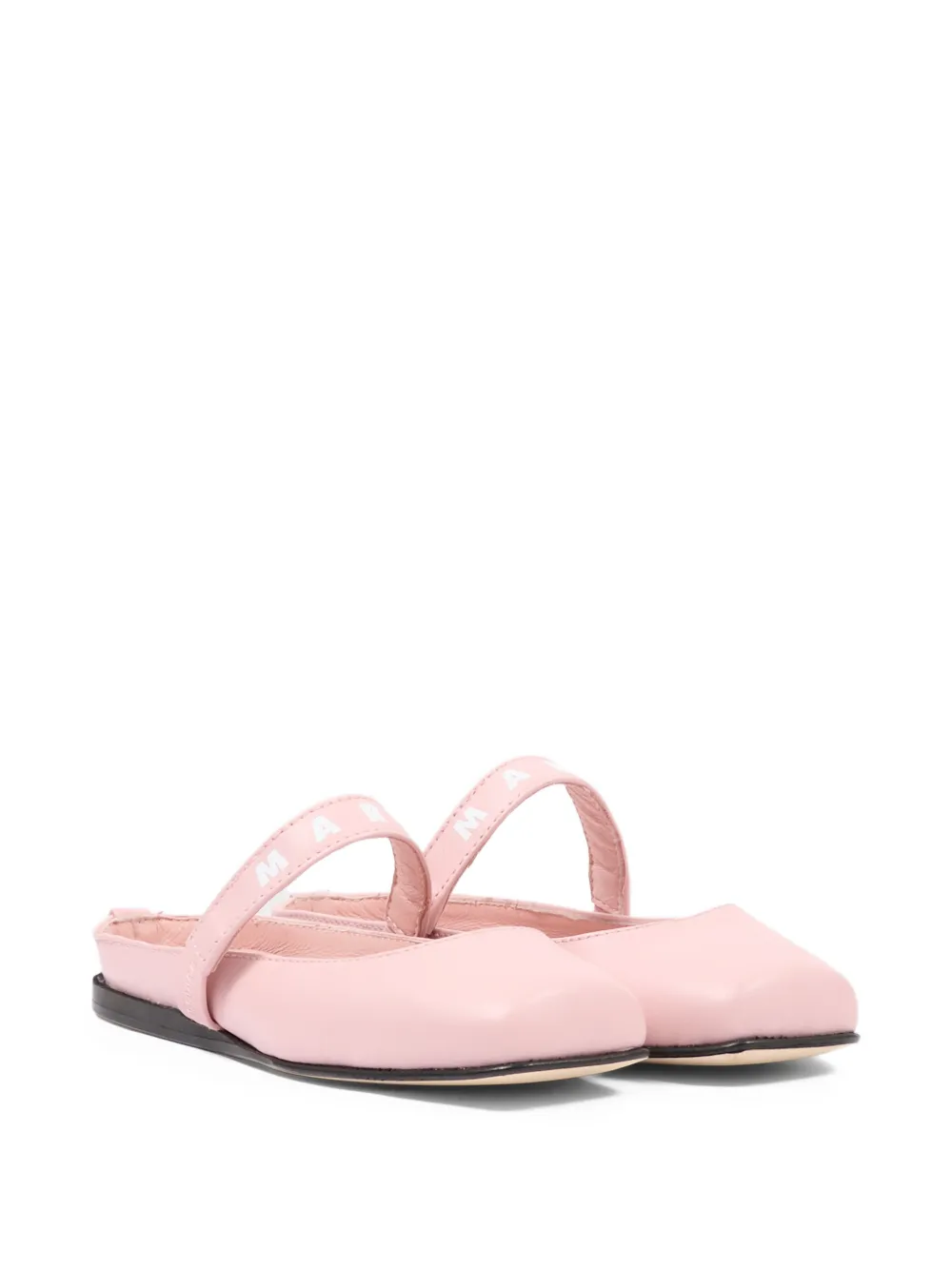 Marni Kids logo-strap ballet shoes Roze