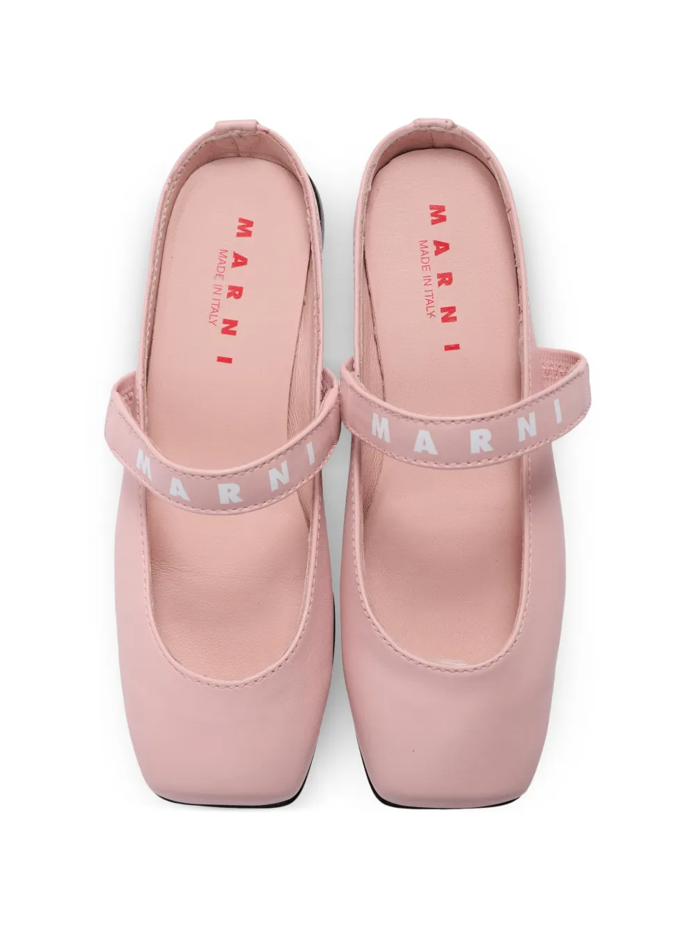 Marni Kids logo-strap ballet shoes Roze