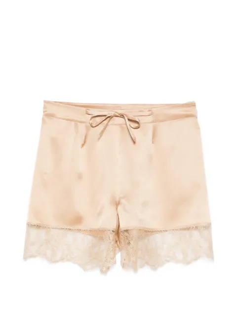 Carine Gilson shorts de pijama de seda con detalle de encaje