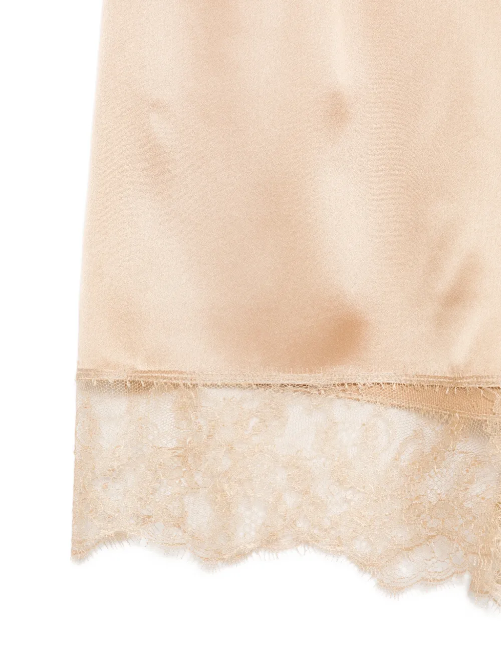 Carine Gilson Zijden pyjamashorts met kanten detail Bruin