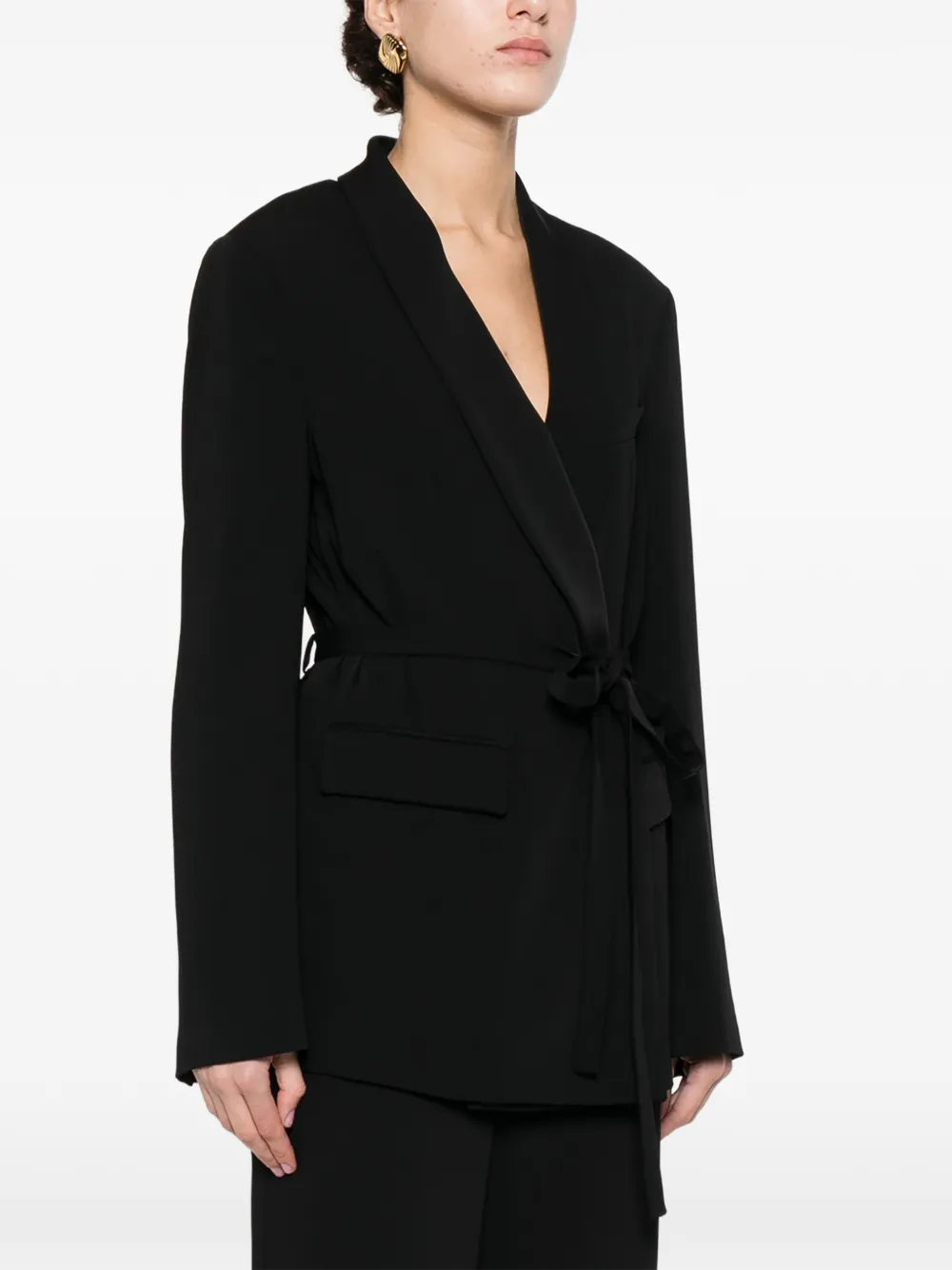  P.a.r.o.s.h. Tie-detail Blazer - Black 