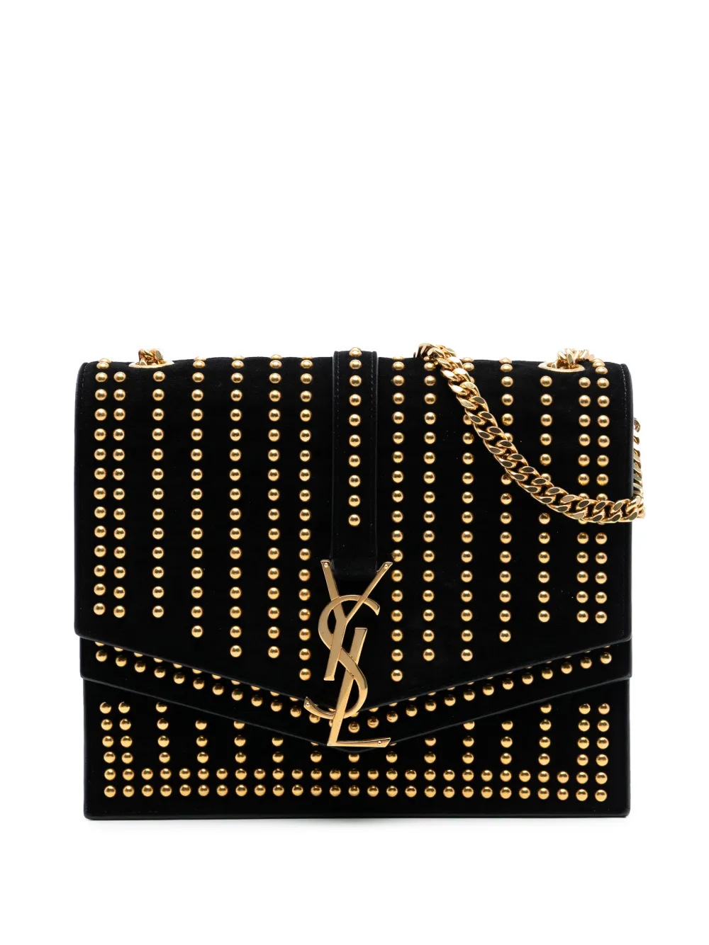 Saint Laurent Pre-Owned 2018 Medium Studded Suede Monogram Sulpice crossbody bag - Nero