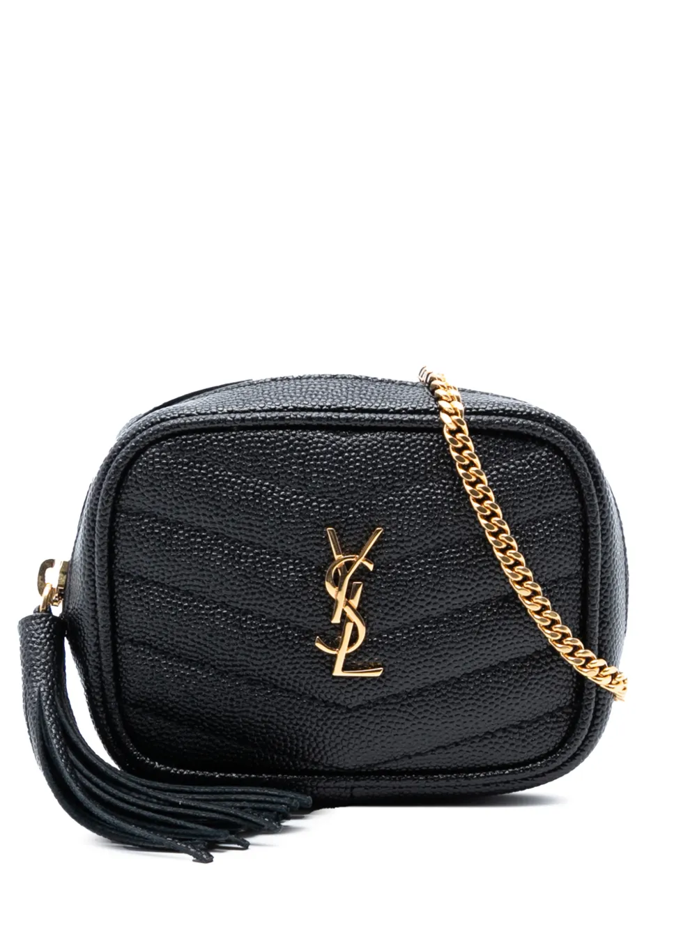 Saint Laurent Pre-Owned Borsa a tracolla Lou baby con monogramma in pelle Grain de Poudre matelassé 2021 - Nero