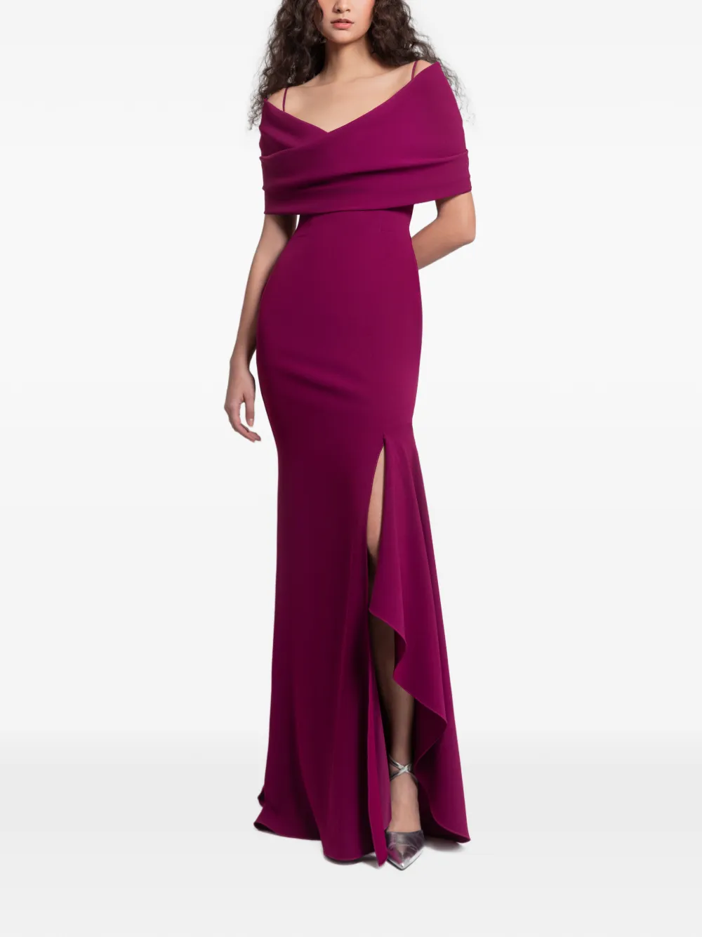Gemy Maalouf Gedrapeerde off-shoulder maxi-jurk Roze