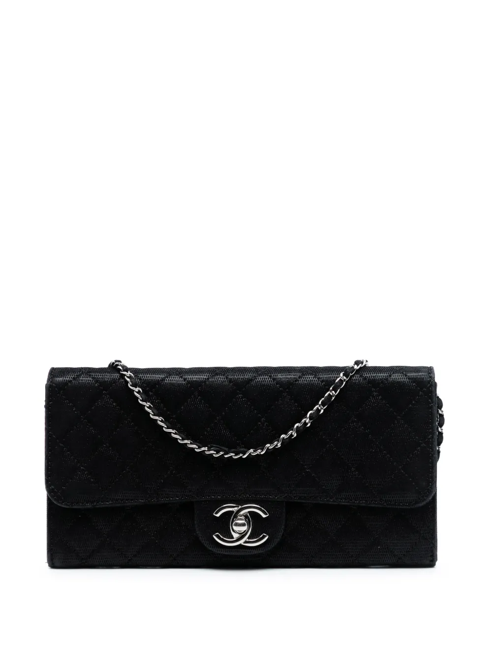 CHANEL Pre-Owned 2010-2011 CC Quilted Textured Suede East West Flap crossbody bag - Nero