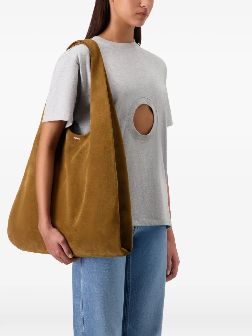  Coperni Xl Folded Suede Shoulder Bag - Brown 