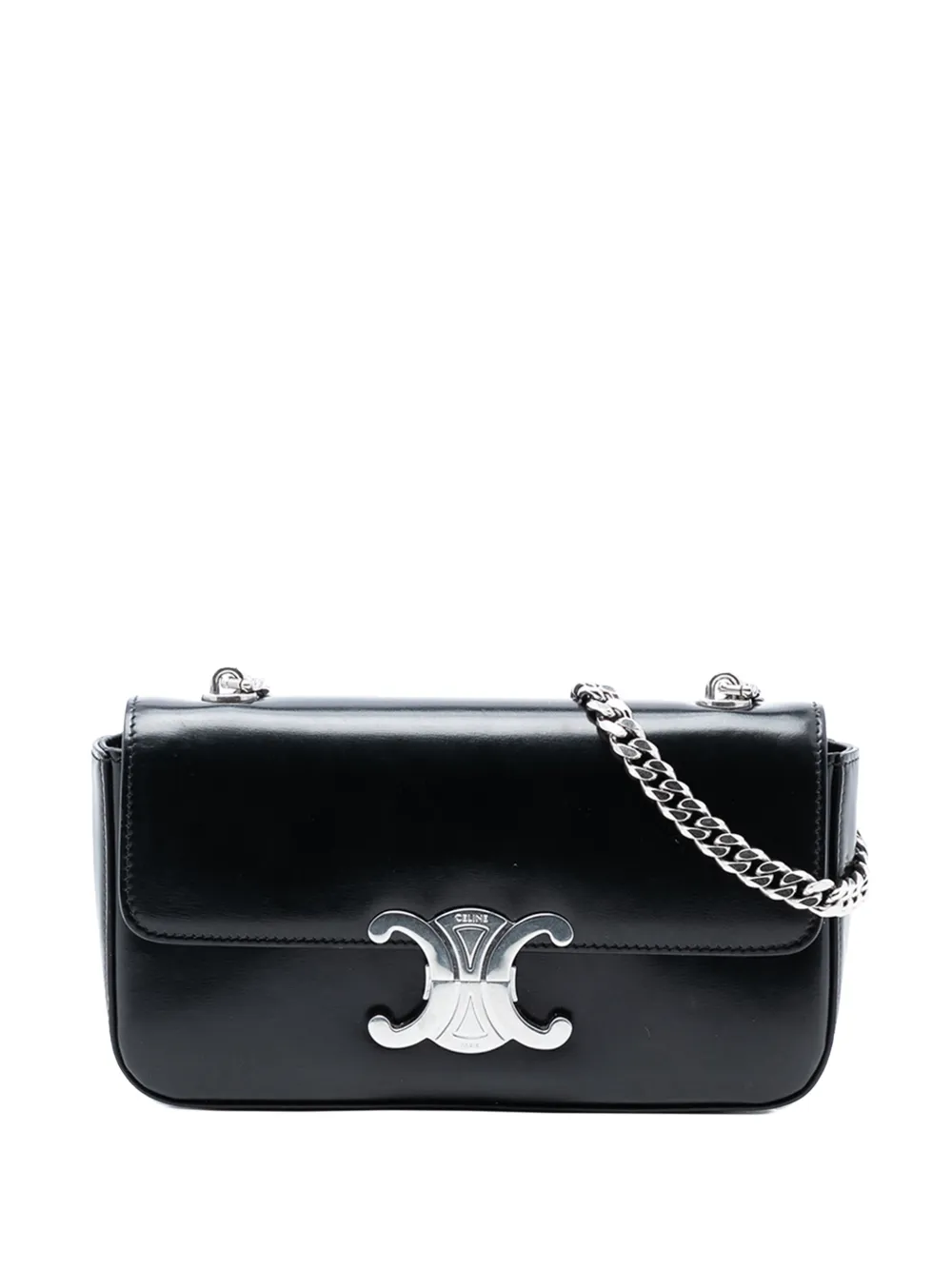 Celine Pre-Owned 2021-2025 Shiny Calfskin Triomphe Chain Box shoulder bag - Nero