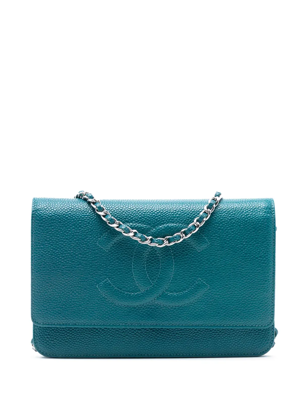 CHANEL Pre-Owned 2014 CC Caviar Wallet On Chain crossbody bag - Blu