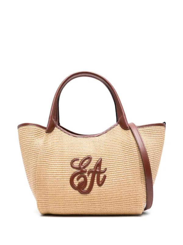 Emporio Armani Medium Logo-appliqué Tote Bag in Neutrals