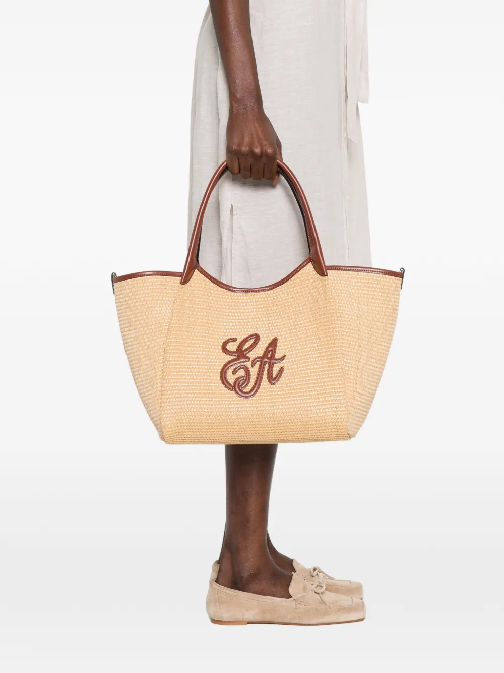 Emporio Armani Medium shopper met logo-applicatie Beige