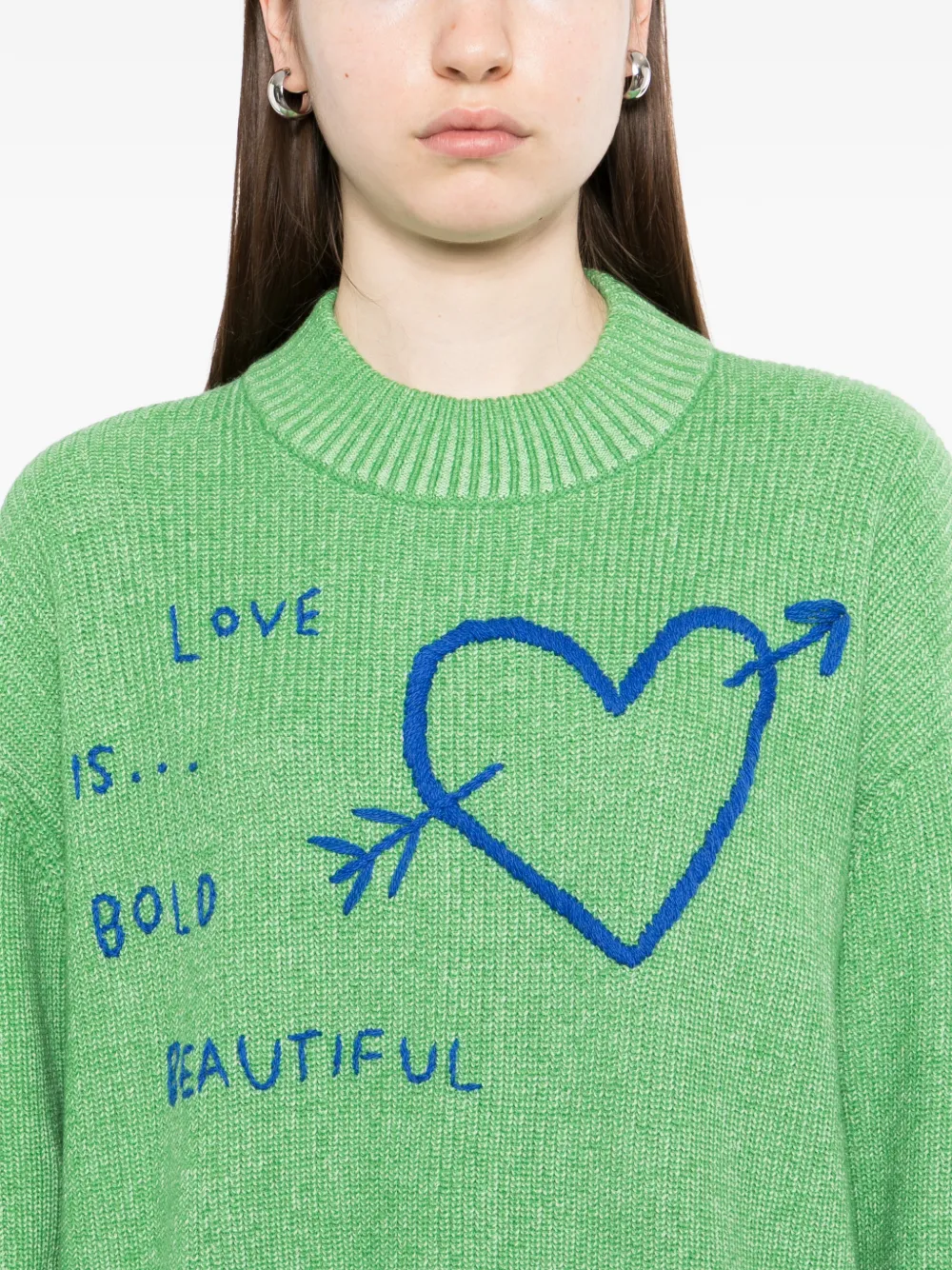 Heart-Embroidered Sweater